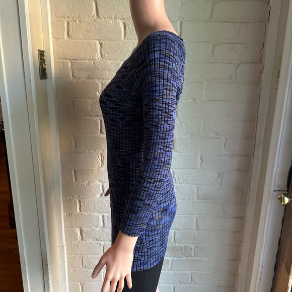 Hannah size large black and indigo body con long sleeve scoop neck sweater - Picture 5 of 16